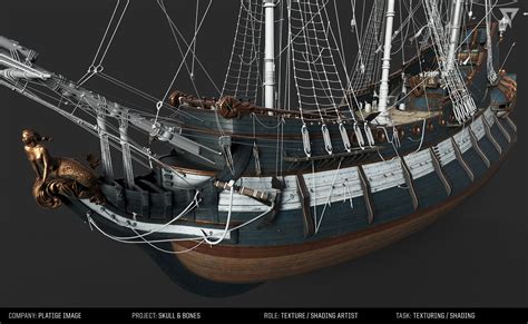 ArtStation - Skull & Bones - Merchant ship, texturing and shading., Tomasz Kawecki | Model ship ...