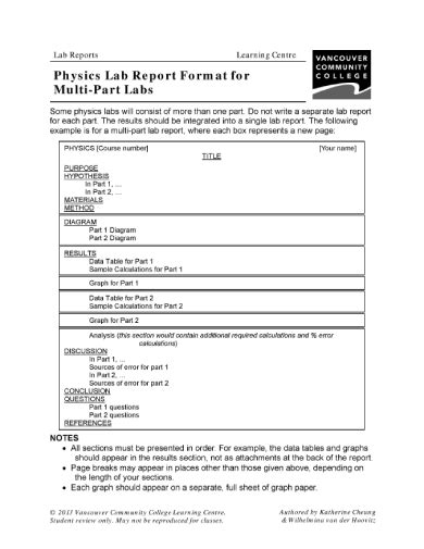 Physics Lab Report - 10+ Examples, Format, Pdf