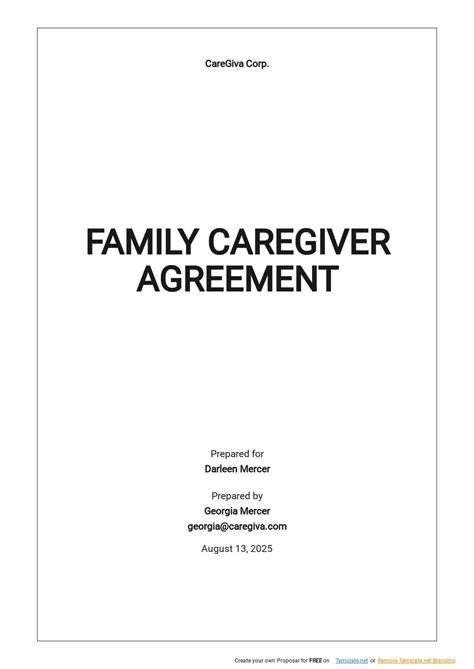 Family Caregiver Agreement Template