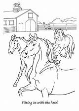 Fitting In With The Herd Coloring Page  Horse coloring sketch template