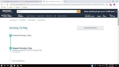 Amazon India — product dispatch and tracking issue