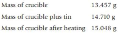 To find the empirical formula of tin oxide, you first react tin metal with nitric acid in a ...