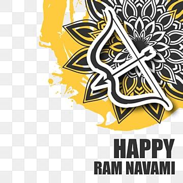 Happy Ram Navami With Mandala Over Yellow Paint Stain On Edge, Divinity, Happy, Religion PNG and ...