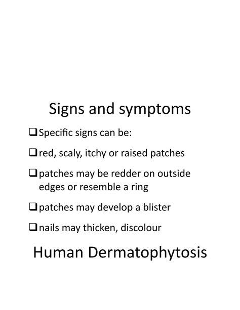 SOLUTION: Dermatophytes signs and symptoms - Studypool