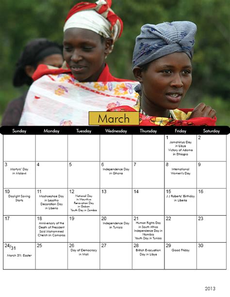 ALL THINGS SOUTH AFRICAN: African Calendar March 2013