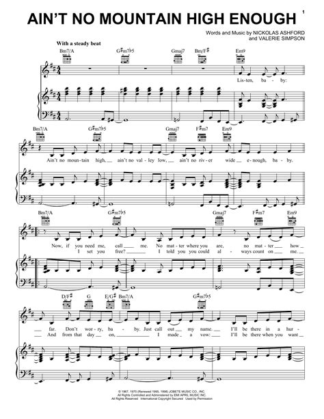 Nickolas Ashford "Ain't No Mountain High Enough" Sheet Music Notes ...