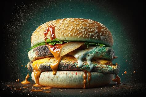 Premium AI Image | Spoiled and rotten and decayed burger with mold and bacteria infection ...