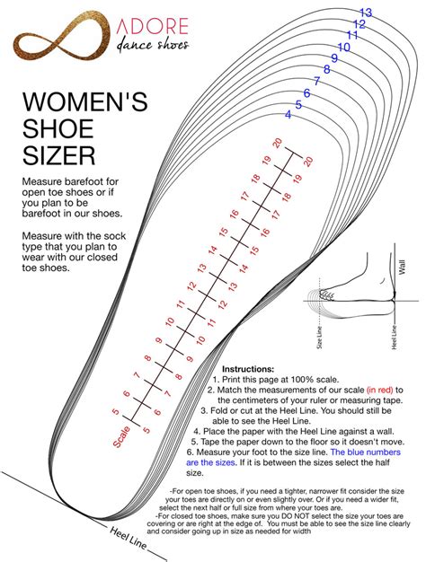 Sizing Chart – Adore Dance Shoes