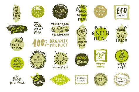 Organic Food Labels by Soulful Vectors on @creativemarket Organic Food ...