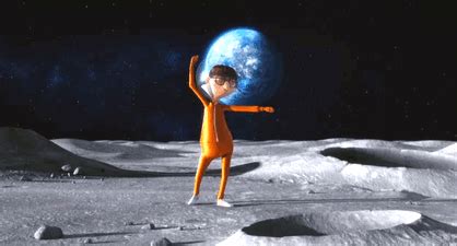 a person standing on the moon with an object in their hand