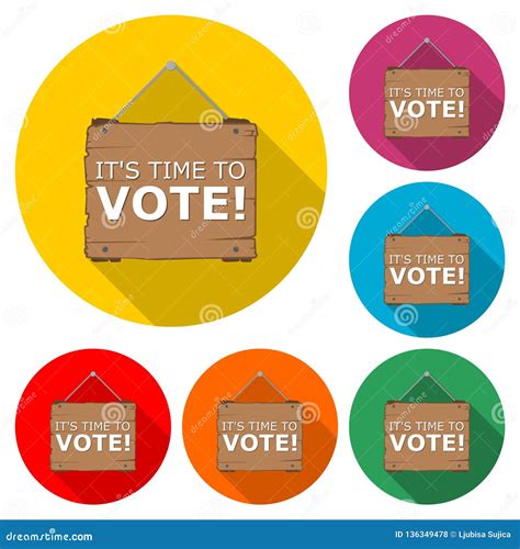 Time To Vote Icon or Logo, Time To Vote Word, Color Set with Long Shadow Stock Vector ...