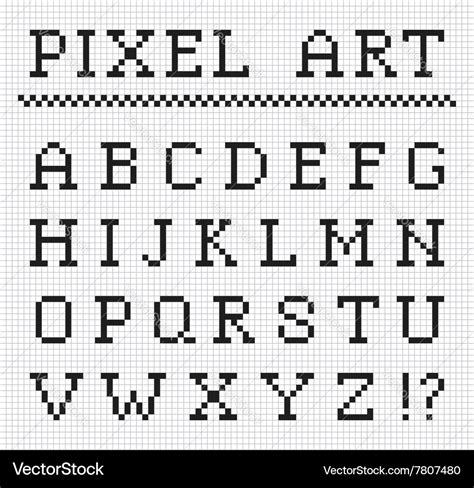 Pixel Font Vector Set Of Pixel Letters English Alphabet Pixel Font ...