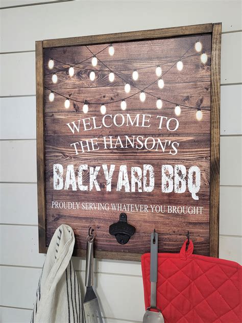 Personalized BBQ Sign Backyard BBQ Bbq Caddy Camping - Etsy