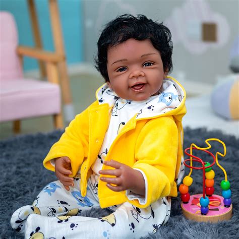Buy Anano Real Looking Reborn Baby Doll African American Black Boy 22 Inch Toddler Girl Doll ...