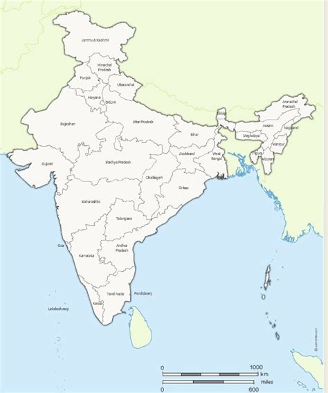 India Map With State Boundaries - Birdie Sharline