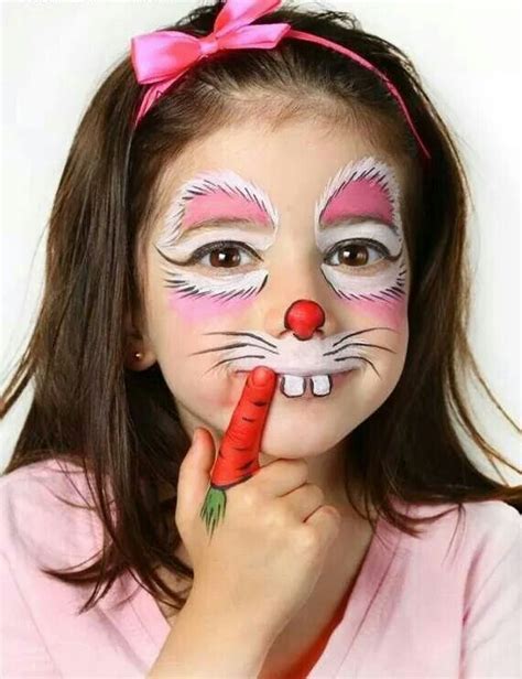 Bunny rabbit face paint | Bunny makeup, Kids makeup, Face painting easy