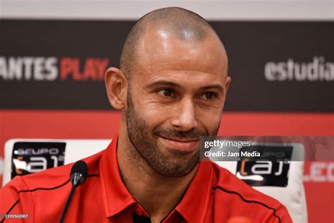 Javier Mascherano reacts during his presentation as new player of... News Photo - Getty Images