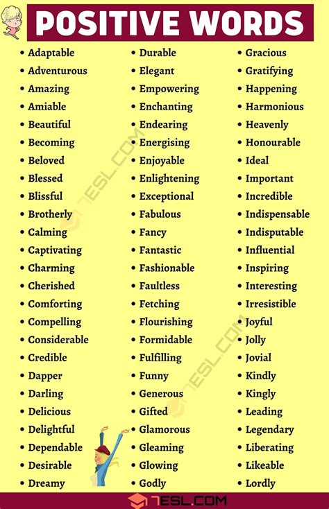 Positive Words: 800+ Useful Positive Words to Add to Your Vocabulary! • 7ESL | Good vocabulary ...