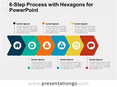 6-Step Process with Hexagons for PowerPoint - PresentationGO.com