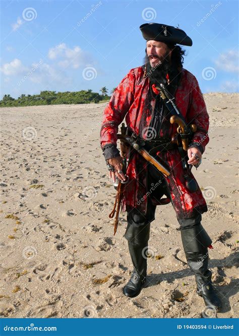 Pirate On The Beach In Vintage Costume Stock Images - Image: 19403594