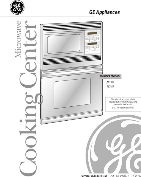 Ge Appliances General Electric Microwave Oven Jkp85 Users Manual