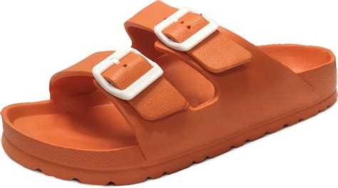 Amazon.com | Trends SNJ Women's EVA Rubber Double Buckle Slides Comfort Footbed Light Weight ...