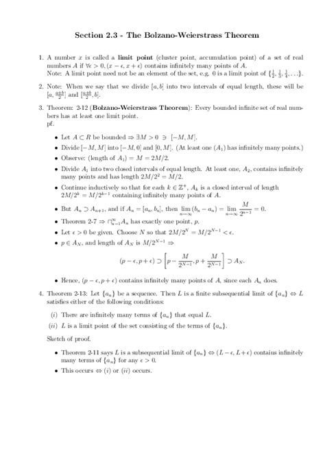 (PDF) Section 2.3 -The Bolzano-Weierstrass Theorem | Marcelo Leseigneur - Academia.edu