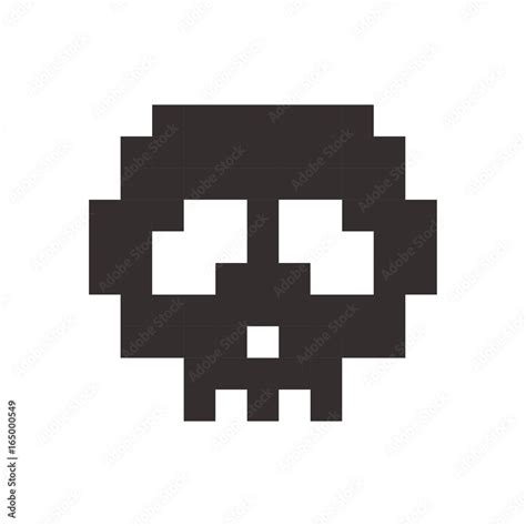 pixel skull pixel art cartoon retro game style Stock Vector | Adobe Stock