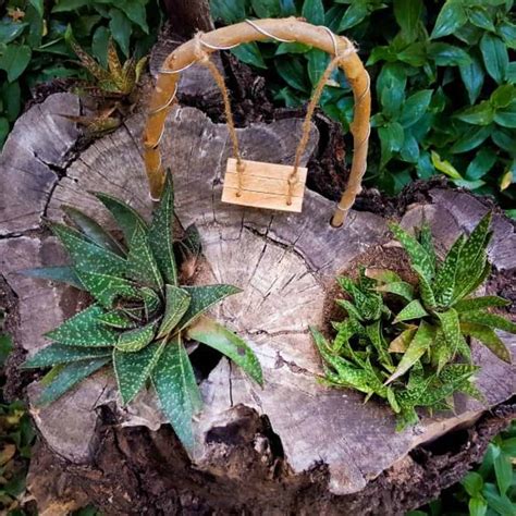 A Crafty Mix | Tree Stump Succulent Planter and Fairy Swing DIY - A ...