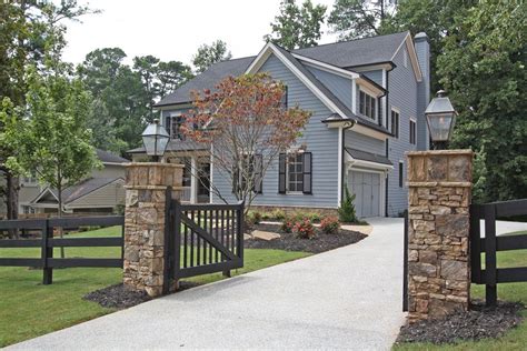 Stone columns and fence | Driveway entrance, Farm gates entrance, Stone ...