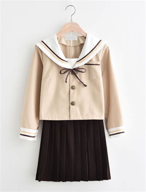 Anime Japonês Bege Escola Uniforme Kawaii 2023 Escola Menina Cosplay ...