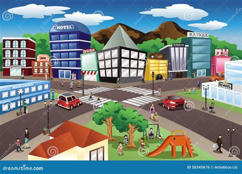 City Scene Stock Vector - Image: 58345676