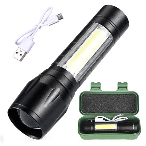 Mini Portable USB Rechargeable Flashlight LED+ COB Work Light Pen Torch Lamp | eBay