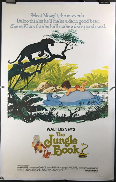 WALT DISNEY'S THE JUNGLE BOOK, Original Vintage Linen Backed Movie Poster - Original Vintage ...