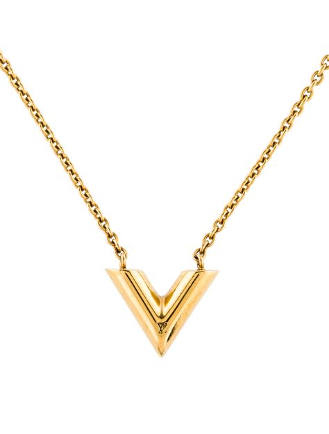 Louis Vuitton Essential V Necklace - Gold-Tone Metal Pendant Necklace ...