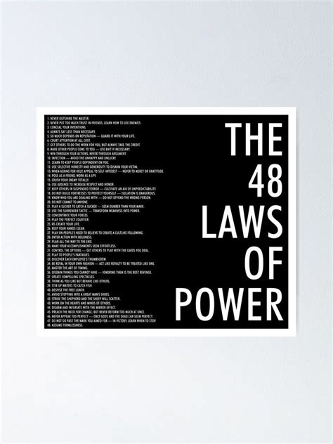 "the 48 laws of power black poster" Poster by arch0wl | Redbubble | 48 ...