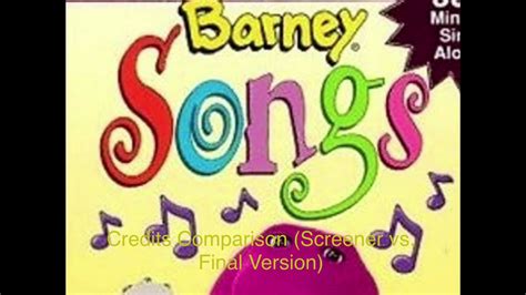 Barney Songs Credits Comparison (Screener vs. Final Version) For Screener & Original 1995 - YouTube