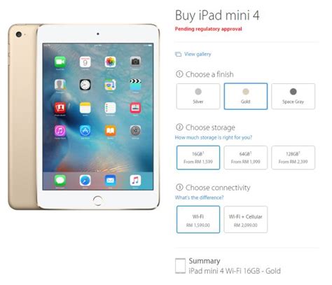 iPad mini 4 appears on the Malaysian Online Apple Store. Price starts ...