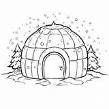 Download Winter Coloring Page Igloo Snowflakes Trees Pages  sketch template