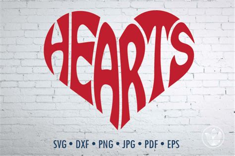 Hearts Word Art, Svg Dxf Eps Png Jpg, Cut file By PrettyDD | TheHungryJPEG