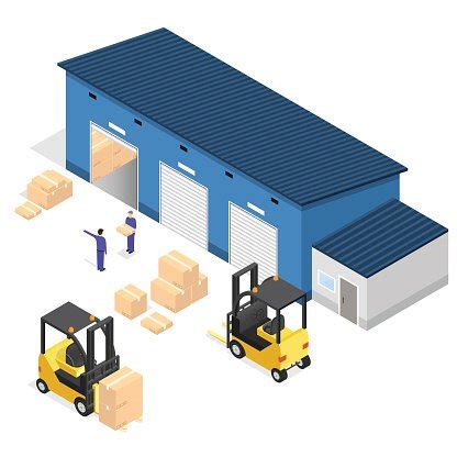 Exterior Warehouse Building Business Delivery. Vector Stock Clipart ...