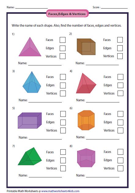 Solid 3D Shapes Worksheets