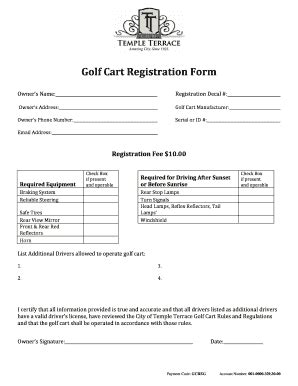 Fillable Online Golf Cart Registration Form - CivicPlus Fax Email Print - pdfFiller