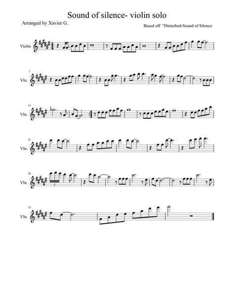 Sound of silence- violin solo Sheet music for Violin (Solo) | Musescore.com