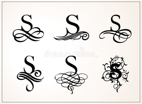 Vintage Set . Capital Letter S for Monograms and Logos. Beautiful Filigree Font. Victorian Style ...