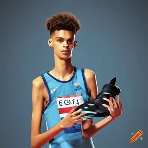 Victor wembanyama holding basketball shoes on Craiyon