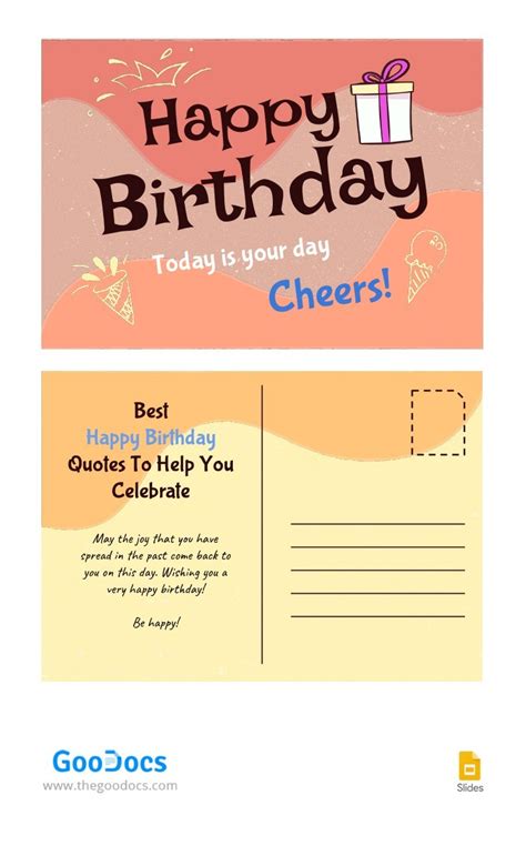 Free Happy Birthday Postcard Template In Google Slides