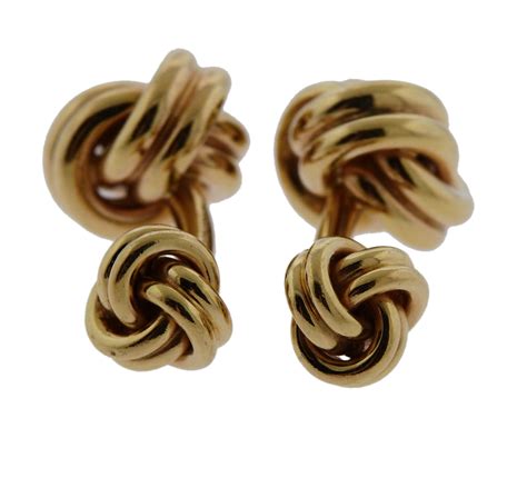 Massive Vintage Tiffany & Co Classic Knot Gold Cufflinks