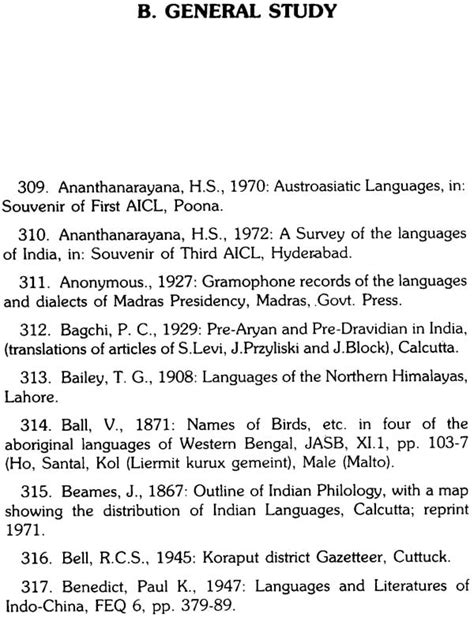 Austroasiatic Languages a Linguistic Bibliography (An Old and Rare Book)