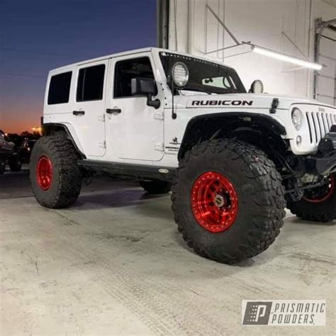 17" Kmc Jeep Rubicon Wheels finished with Rancher Red | Prismatic Powders